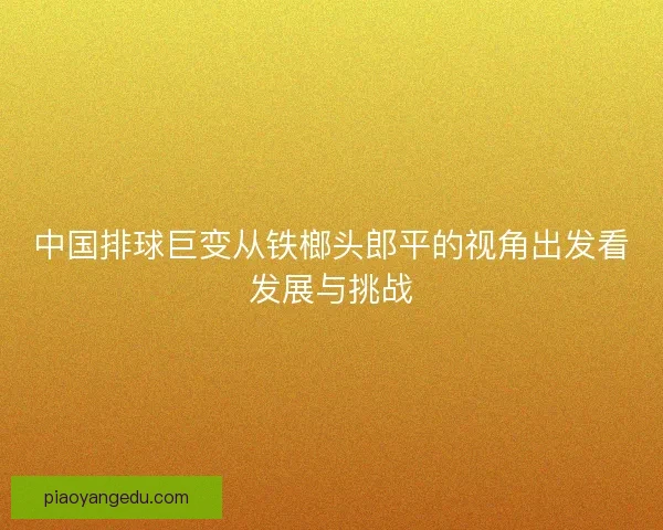 中国排球巨变从铁榔头郎平的视角出发看发展与挑战