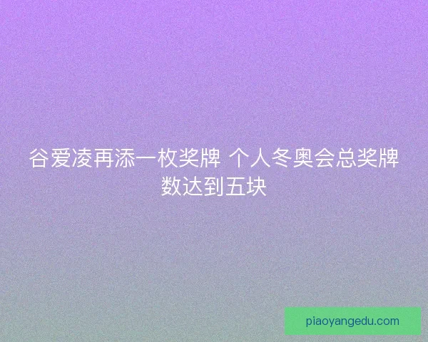 谷爱凌再添一枚奖牌 个人冬奥会总奖牌数达到五块